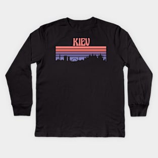 Kiev City Skyline Sunset Kids Long Sleeve T-Shirt